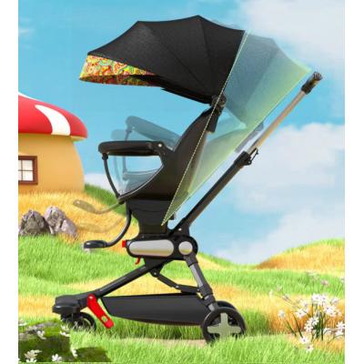 One button folding children bidirectional baby high landscape baby can sit and lie walking baby car