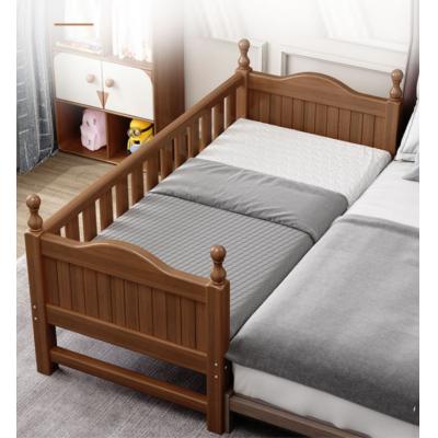 Children's patchwork bed with guardrail patchwork large bed baby cot walnut baby wide bed with drawer extension