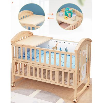 Crib Multifunctional BB crib solid wood paintless bassinet Newborn crib Children's patchwork king bed