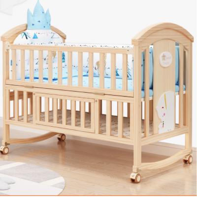 Crib Multifunctional BB crib solid wood paintless bassinet Newborn crib Children's patchwork king bed