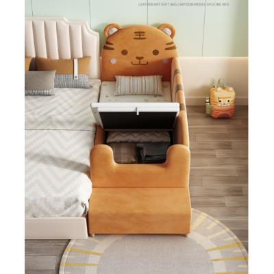 Storage children's patchwork bed Boys' extra wide bed children's bed divider with guardrail soft bag crib